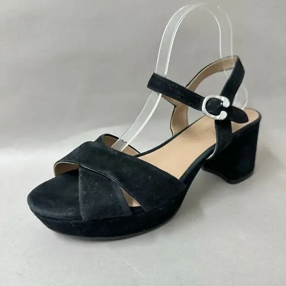 Aerosoles Cosmos Crisscross Platform Sandal in Black Suede Size 9 Block Heel - Picture 1 of 15